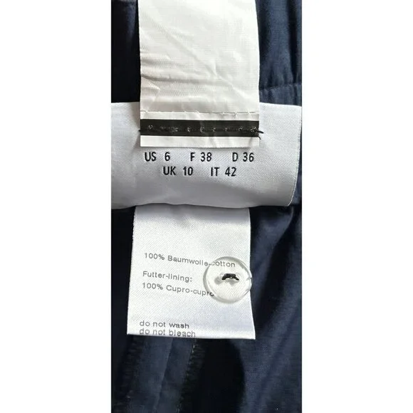 AKRIS PUNTO Ferry Mid-rise Cropped Pants Navy Blue Cotton Cuffed Hem Size 6
